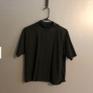 Basic black mock neck tee